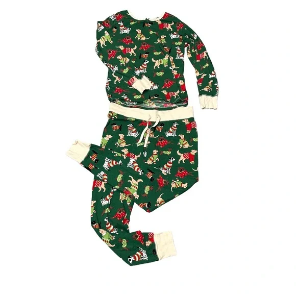Little Blue House Women’s Green Woofing Christmas Dogs Pajama Set Size L - Picture 4 of 9